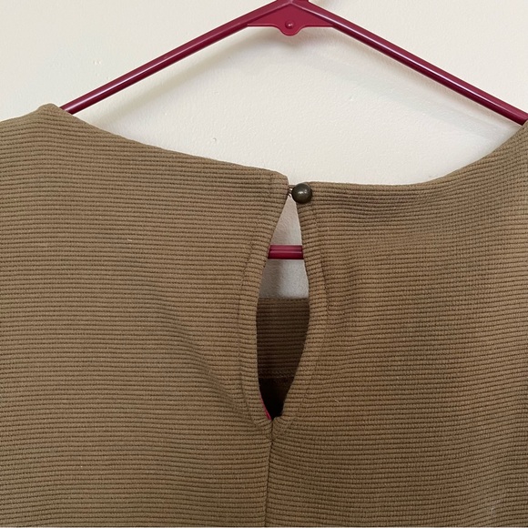 Anthropologie Postmark Ribbed Olive Flutter Sleeve Top | Short Sleeve Top - Picture 7 of 14